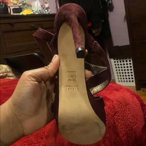 Stuart Weitzman Soundtrack Suede Leather Burgundy Stiletto Heels Size 9.5